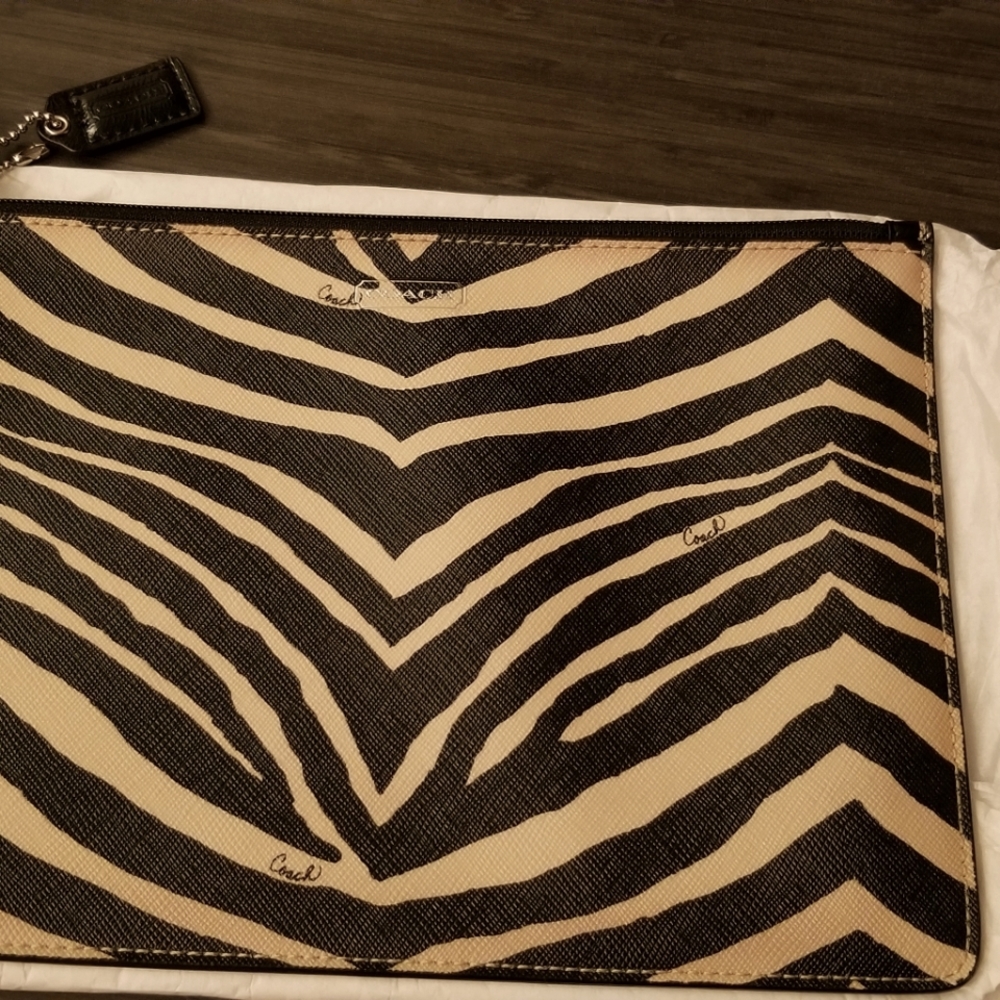 Coach black zebra print purse